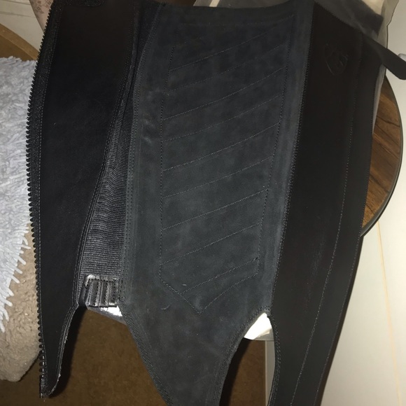 Ariat NWT Black Leather Large Half Chaps Vintage Style Quilted Suede Inner Leg - Picture 2 of 16